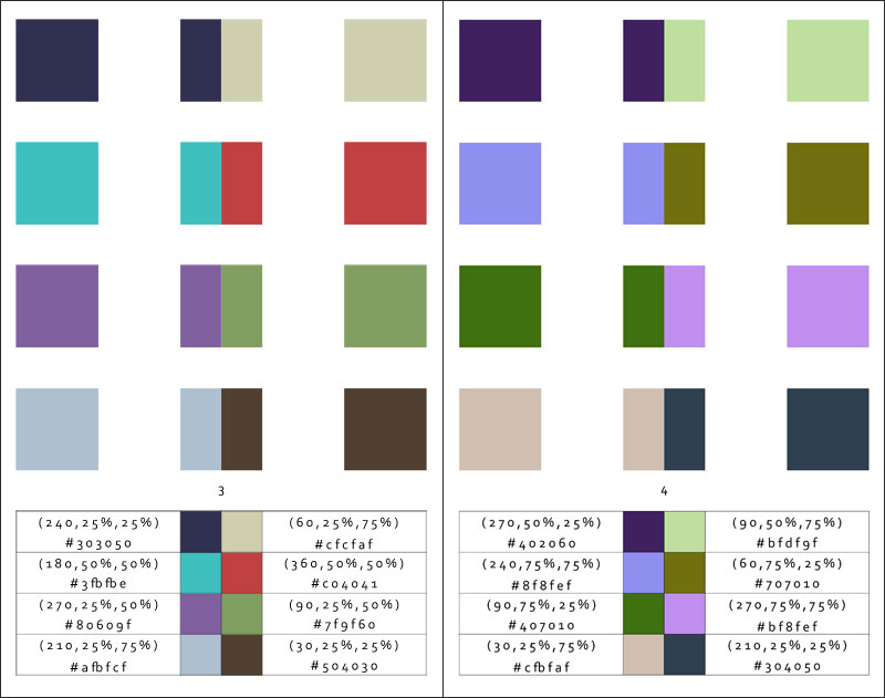 kleurenschema's 3 en 4